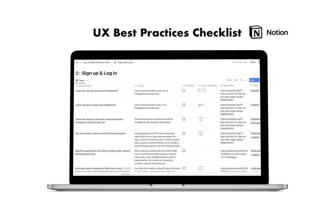 UX Best Practices Checklist